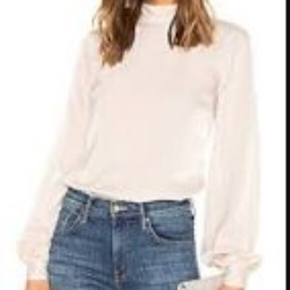 Rachel Zoe Button Shoulder High Neck Top Long Sleeve Lightweight Size XS Pink - Picture 1 of 4